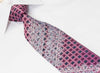 Elle Homme Silk Necktie Silver Scrolls On Burgundy With Crystal Rhinestones - San-Dee