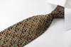 Elle Homme Silk Rhinestone Necktie Golden Scrolls On Brown With Blue Sparkles - San-Dee
