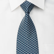 Ermenegildo Zegna Men's Woven Silk Necktie Chain Link On Blue - San-Dee