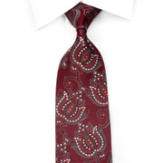 Franco Ferraro Men's Silk Necktie Anthemion On Burgundy Sparkling With Rhinestones - San-Dee