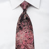 Grand Jour Mens Crystal Necktie Burgundy Floral On Black 