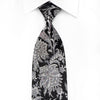 Grand Jour Men’s Crystal Silk Tie Silver Anthemion On Black 