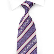 Grand Jour Men’s Rhinestone Silk Necktie Silver Mauve 