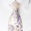 Grand Jour Rhinestone Silk Necktie Purple Anthemion On White