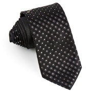 Grang Cia Black Silk Rhinestone Tie With Metallic Silver 