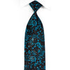 Grang-Cia Mens Crystal Silk Necktie Blue Floral On Black 