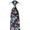 Grang Cia Men’s Rhinestone Silk Necktie Floral On Navy With 