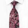 Grang Cia Mens Silk Necktie Acanthus On Dark Burgundy 