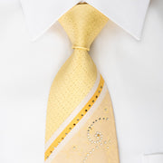 Grang Cia Rhinestone Silk Necktie Striped & Scrolls On 