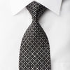 Guy Laroche Rhinestone Silk Necktie Silver Dots On Black 