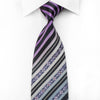Indian Homme Men’s Silk Necktie Silver Purple Striped On 