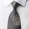 Indian Homme Rhinestone Necktie Silver Medallions & Striped 