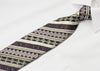 Indian Homme Rhinestone Tie Silver Striped On Black Silk 