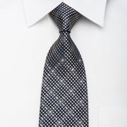 Indian Leaders Rhinestone Tie Gold Checker On Navy Silk With