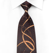 Jack Taylor Men’s Crystal Tie Orange Scrolls On Brown Black 