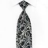 Lancetti Men’s Crystal Silk Necktie Silver Vines On Black 