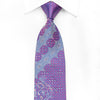 Lancetti Men’s Crystal Silk Tie Pink Silver Arabesk On Blue 