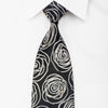 Lancetti Mens Rhinestone Necktie Abstract Silver Floral On 