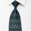 Lancetti Men’s Rhinestone Tie Silver Checker Foulard On Navy