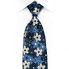 Lancetti Men’s Silk Rhinestone Necktie Floral On Blue With 