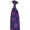 Lancetti Rhinestone Silk Necktie Purple Geometric On Navy - 