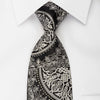 Lancetti Silk Rhinestone Tie Silver Baroque On Black With 