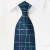 Lancetti Silk Tie Cyan Pink Lines On Woven Blue Silk With 