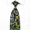 Leslie Vince Men’s Crystal Rhinestone Necktie Green Acanthus