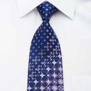 Leslie Vince Men’s Rhinestone Tie Purple Geometric On Blue 