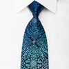 Leslie Vince Rhinestone Tie Damask On Blue With Silver 
