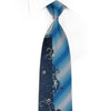 Liberino Men’s Rhinestone Necktie Floral Scrolls On Blue - 1