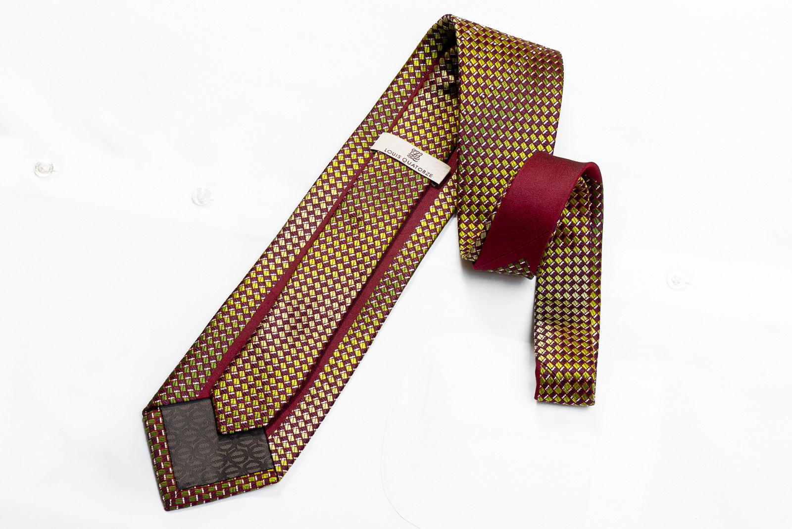 San-Dee - Louis Quatorze Men's Rhinestone Silk Necktie Green