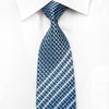 Louis Quatorze Mens Silk Necktie Checkered & Striped On Blue
