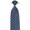 Louis Quatorze Men’s Silk Tie Silver Cartouche On Blue With 