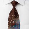 Louis Quatorze Rhinestone Necktie Blue Checker On Brown With