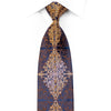 Louis Quatorze Rhinestone Tie Brown Orange Damask On Navy 