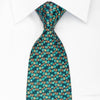 Louis Quatorze Silk Necktie Floral On Turquoise Sparkling 