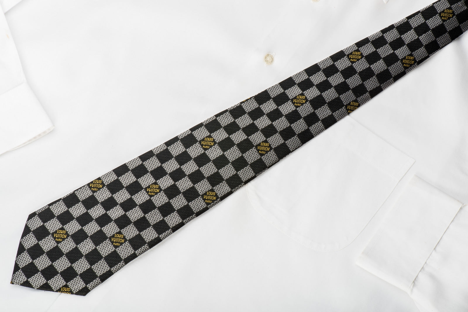 Shop Louis Vuitton DAMIER Gingham Silk Logo Ties by naganon