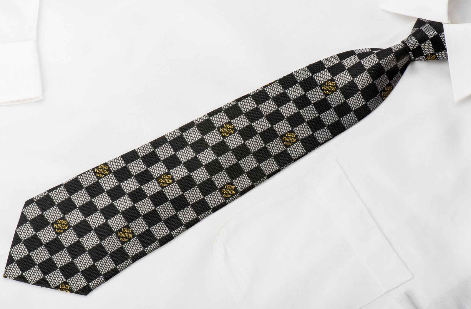 Louis Vuitton Silk Regimental Damier Tie Brown