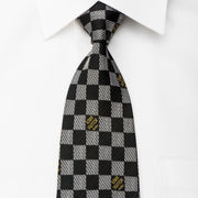Louis Vuitton Silk Necktie Silver Black Damier Checker - 1
