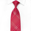 Metro City Men’s Crystal Silk Necktie Geometric On Red With 