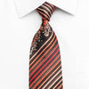 Metro City Men’s Rhinestone Silk Tie Red Orange Striped On 