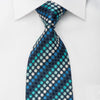 Metro City Mens Silk Necktie Geometric On Blue Sparkling 