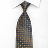 Metro City Mens Silk Necktie Gold Geometric On Dark Teal 