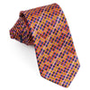 Metro City Men’s Silk Rhinestone Tie Orange Blue Checked 