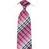 Metro City Rhinestone Silk Necktie Purple Gray Plaids With 