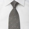 Metro City Rhinestone Silk Necktie Silver Dots On Black With