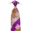 Metro City Rhinestone Silk Tie Green Purple Geometric 
