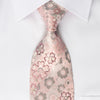 Metro City Silk Rhinestone Tie Floral On Pink With Silver 