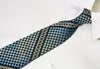 Micheal Angelo Silk Tie Blue Checker & Silver Chains With 